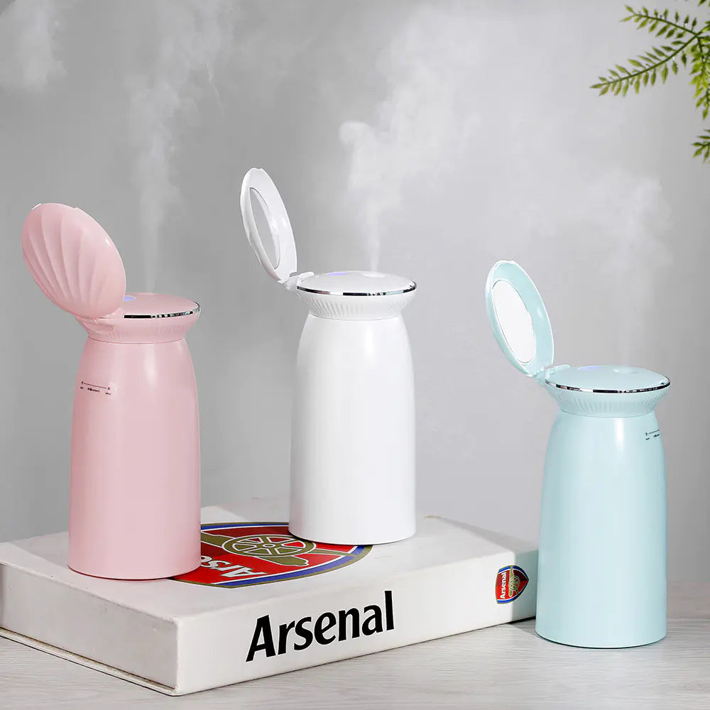 USB Mini Humidifier with Shell Flip Cover and Mirror